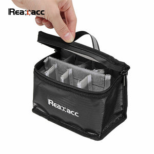 Realacc Fireproof Waterproof Lipo Battery Safety Bag 155*115*90mm For RC Models Multicopter Black W/ Luminous Handle