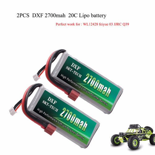 2PCS DXF RC Lipo Battery 2s 7.4V 2700mAh 20C Max 40C