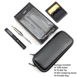 TS80 Mini Electric Soldering Iron Station Portable Organizer Bag Kit Adjustable Temperature Digital OLED Display USB Type C Jack