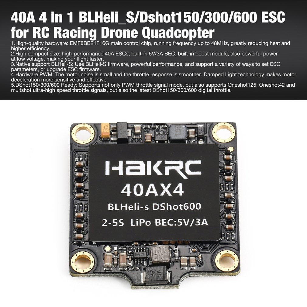 HAKRC 4in1 Blheli_S/Dshot150/300/600 ESC w/ 5V BEC