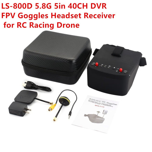 LS-800D 5.8G 5in 40CH FPV Goggles Headset Receiver Monitor with HD DVR Dual Antenna