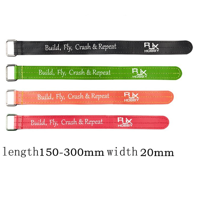 4pcs RJX FPV AF 180/200/230/250/300*20mm 3M Fiber Green/Black/Red/Orange Metal Buckle Battery Straps Magic Tie Down Anti-skid